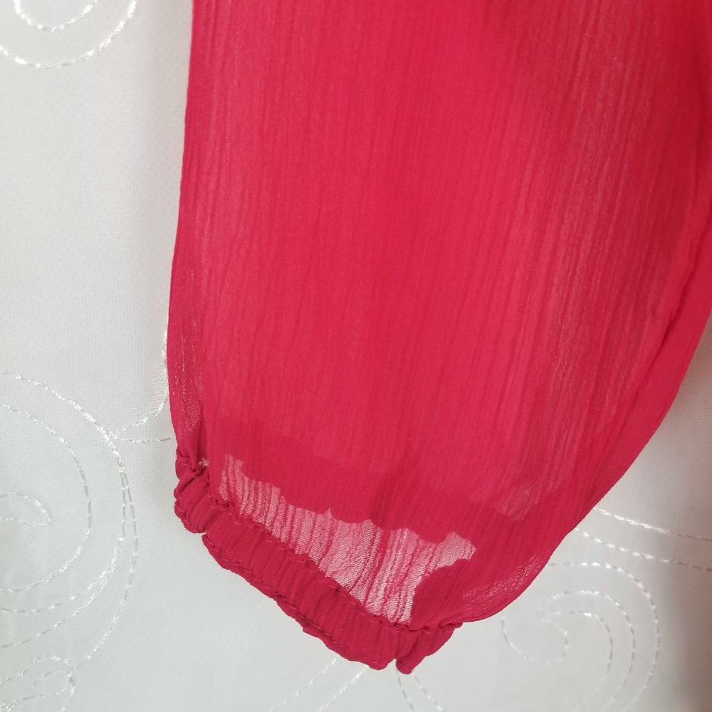 Hollister Sz XS Semi Sheer Top Fuchsia 3/4 Sleeve - Picture 5 of 7